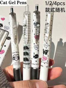 2/4/8Pcs Cute Cat‑Shaped Gel Pens, Comfort Grip, 0.5mm Quick‑Dry Black Ink, Lovely Cat Design For Office & Daily Journal Writing, Random Styles - Style 1 - View 13