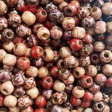 100Pcs Mixed Wooden Bead Pattern Wood Beads Macrame For Diy Crafts Jewelry Making, Suitable For Living Room, Bedroom And Dining Room - Multicolor - View 12