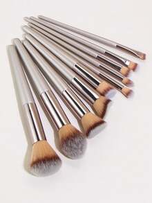 2 Pieces Set Of Champagne Gold Makeup Brushes, Eyeshadow Brush, High-End Makeup Tools, Makeup Brushes - Coffee Brown - View 3