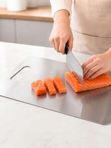Haus Hana 1PC Stainless Steel Cutting Board, Solid Metal Kitchen Chopping Board With Hanging Hole, Rustproof Non-Porous Smooth Surface Meat Fruit Vegetable Cutting Mat, Dishwasher Easy Clean Cooking Prep Board For Home Kitchen - Silver - View 2