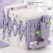 Adjustable Folding Bookshelf, Desk Book Storage Rack, Bookshelf (With Pen Holder),Office Supplies, Office Accessories. - one-size - View 5