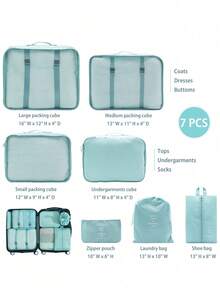 Found Favorite Multi-Functional Travel 7-Piece Organizer Bag, Luggage & Clothing Sorting Bag Set, Storage Bag Suite, Essential 7-Piece Travel Kit - Korean blue - View 4