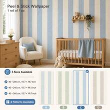 1PC Pastel Vertical Stripe Peel & Stick Wallpaper, Removable PVC Wall Decor For Nursery, Kids Room & Playroom - Multicolor - View 18