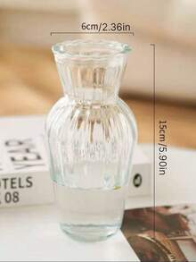 Vintage Striped Glass Vase, Simple Clear Glass Flower Vase With Bud Decor, Desktop Floral Arrangement Ornament For Home Room Decor, Ideal Mother's Day Gift, Birthday Present For Mom And Graduation Gift For Flower‑Planting - Multicolor - View 5