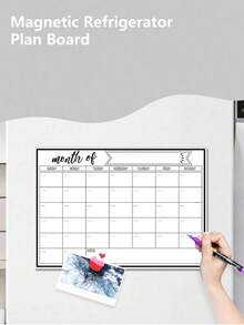 Erasable Magnetic Refrigerator Calendar, Shopping List Memo, Monthly Family Planner Memo, Menu, Kitchen Decor, Refrigerator Accessories, For Household Lists And Menu Planning - Multicolor - View 5