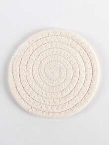 1pc Polyester Coaster, Minimalist Plain Woven Coaster For Home - Multicolor - View 7