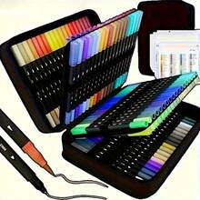48pcs Dual-Tip Colored Pens Art Marker Set, Suitable For Adult Coloring Books, Christmas Cards, Notes, Carving, Calligraphy, Journals, Back To School - multicolor - View 5