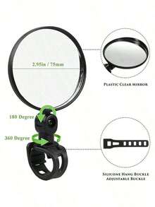 Spion Belakang 360 Derajat yang Dapat Diatur dengan Lensa Sudut Lebar, Pemasangan Fleksibel, Cocok untuk Sepeda Gunung, Sepeda Listrik, dan Kendaraan Ringan - Bingkai Plastik Hitam, Aksesori Pedal | Spion Elips | Aksesori Sepeda - Hitam - View 4