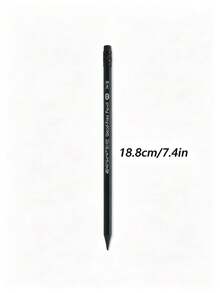 12Pcs Per Box All‑Black HB Pencils, Triangular Barrel Pencils With Eraser, Resin Barrel, Writing Stationery For Office & Business Use - Rectangle - View 2
