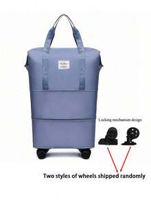 1 Large, Foldable Travel Storage Bag With Ample Capacity, Made Of Durable Nylon Material, Black, Multi-Functional And Portable, With Wheels, Suitable For Outdoor Travel, Meets The Requirements Of Overhead Luggage Compartments On Airplanes. - multicolor - View 4