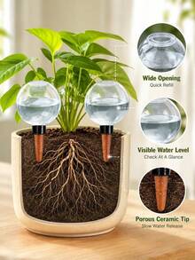 3/2/1pc 500ml Self-Watering Lazy Planter, New Drainage Device, Small Succulent Plant Drip Irrigation System - Spherical - View 5