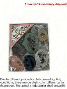9 Pcs Natural Healing Crystal Raw Stone Box Set, Electroplated Colored Asymmetrical Agate Geodes & Crystal Clusters, Energy Mineral Specimens For Educational Display, Holiday Gift For Men & Women - Multicolor - View 13