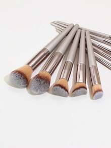 2 Pieces Set Of Champagne Gold Makeup Brushes, Eyeshadow Brush, High-End Makeup Tools, Makeup Brushes - Coffee Brown - View 5