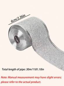 1 Roll Glitter Wired Edge Ribbon, 2.36 Inch Wide Metallic Gold Silver Sparkly Ribbon, Wire‑Edged Fabric Ribbon For Xmas Tree Ornament, Gift Box Wrapping, Wreath, DIY Bow Making, Holiday Home Party Decor Supplies - multicolor - View 16