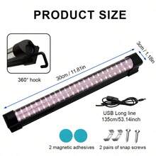 LED Plant Grow Light,48‑LED Full Spectrum Plant Lamp,Frame‑Type Auxiliary Grow Lighting For Indoor Hydroponic Seedlings & Flower Plants,With Hidden Hooks & Magnetic Buckle For Easy Installation - Black - View 4