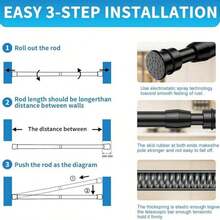 1pc Adjustable Tension Curtain Rod, Multifunctional Extension Spring Curtain Rod, Thickened, Suitable For Bathroom, Kitchen, Wardrobe, Windows, Shower Curtains - Bathroom Accessories No-Drill Bathroom Accessories Bathroom Tools - Multicolor - View 10