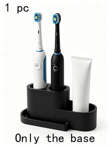 1 Piece 3-Hole Electric Toothbrush Storage Rack, Available In Black And White, Toothbrush And Toothpaste Are Stored Separately, Toothbrush Storage Rack, ABS Plastic Material, Extra Toothpaste Storage Space. Removable And Easy-To-Clean Storage Rack - Multiple I-style - View 7