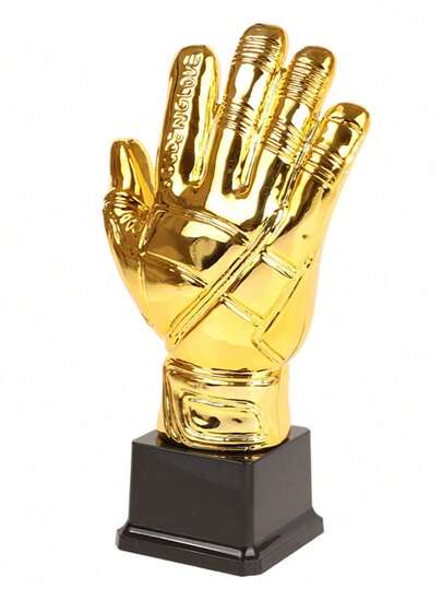 1 Plastic Trophy, Goalkeeper Trophy, Golden Glove-Shaped Football Trophy, Suitable For Office