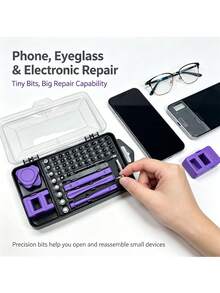 Set Obeng 115 Buah, Set Alat Multifungsi Terpadu, Cocok untuk Produk Elektronik, Ponsel, Komputer, Kacamata, Jam Tangan, Kamera Bel Pintu, Perawatan Peralatan Rumah Tangga - obeng - View 2