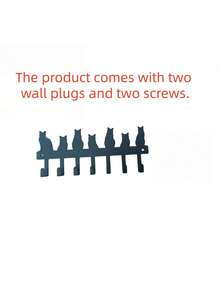 Cat Shaped Key Hook, Wall Mounted Black Metal Powder Coated Key Holder Rack, Cute Kitten Paw Print Multi Hooks, Home Decor Organizer, Space Saving Entryway Storage Rack, Easy Install Indoor Key Hanger For Keys Leashes Hats, Modern Home Decor - Black - View 9