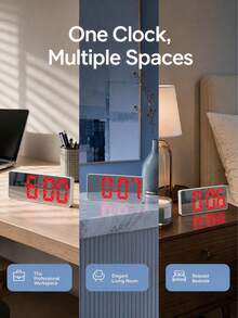 Haus Hana 1pc Mirror Desk Clock With LED Display, 2 Charging Methods, Simple Operation Desk Clock, Electric Alarm Clock For Living Room Decor(Batteries Not Included) - multicolor - View 2