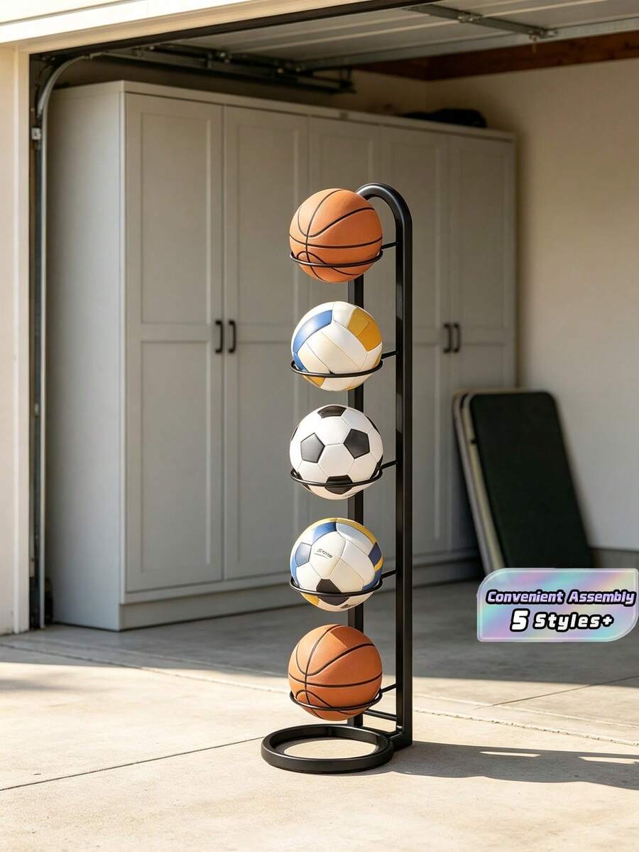 Estantería multifuncional para almacenamiento de balones de baloncesto para el hogar