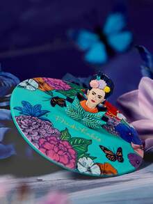 Frida Kahlo X SHEIN 1pc Polychrome Silicone Cup Lid, Anti-Dust Airtight Mug Covers For Hot And Cold Beverages, Cup Not Included, Gifts - Teal Blue - View 4