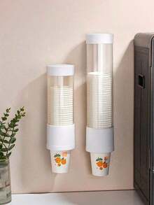 1Pc Disposable Cup Dispenser, Automatic Lifting Cup Holder, No Drilling Water Cup Storage Organizer For Home Office Hotel Dormitory - Multicolor - View 6