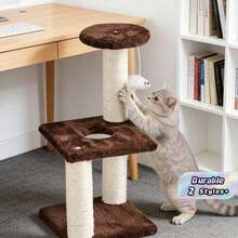 Indoor Cat Tree Tower, Pillar‑Style Cat Scratching Post With Hanging Mouse Teaser Toy, Interactive Durable Pet Cat Supply - style - View 2