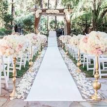 2 Styles Minimalist White Event Runner Rug, Large Oval Area Floor Mat, Durable Fabric Carpet For Wedding Party Indoor Outdoor Home Decor - White - View 3