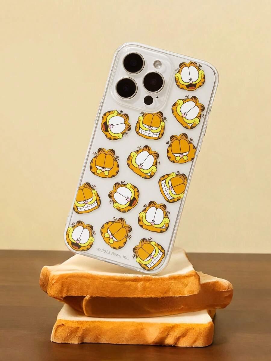 GARFIELD | SHEIN 时尚卡通猫印花透明手机壳 - 無色 - 查看 1