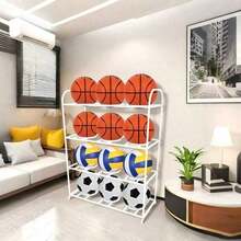 Estantería multifuncional para almacenamiento de balones de baloncesto para el hogar - Negro - Ver 13