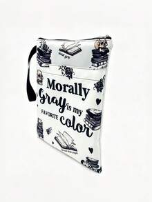 1PC Large Capacity Lightweight Portable Skull Rose Book Print Slogan Tote Shoulder Bag For Back To School Book Lovers Students Office Work Travel Daily Use Storage Organizer Handy Practical Durable Multi Purpose - multicolor - View 6