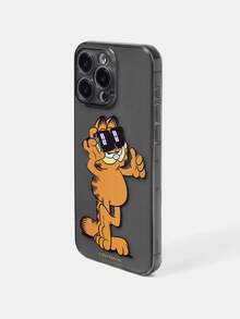 GARFIELD | SHEIN Cute Cat Pattern Transparent Black Phone Case, Compatible With IPhone - Grey - View 5
