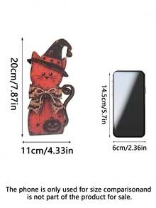 Vintage Halloween Witch Cat Decor Set Halloween Kitten Wooden Sign Ornament Decoration - 1PC - View 2