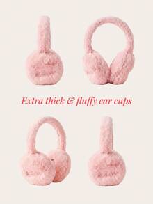 Aralina Women's Winter Fuffy Soft Cute Foldable Earmuffs With Embroidered Logo - Pink - View 7