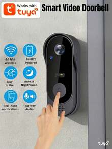 Smart Wireless Video Doorbell Camera,Night Vision Real‑Time Alert,Voice Changer,Photo & Video Recording,Two‑Way Audio Intercom Security Doorbell Cam - Black - View 10