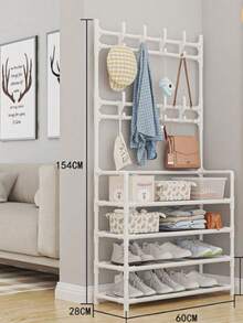 1 Piece 4-5 Layer Stainless Steel Shoe Rack - Save Space, Easy To Assemble, Durable Design Suitable For Entrance Hall And Bedroom, Simple Style Standalone Entrance Shoe Cabinet | Modern Shoe Rack | Strong Structure, Multi-Functional Coat Hook - Multicolor - View 7