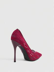 CUCCOO SZL Ladies' Fashion Party Pointed High Heel Pumps Fall Shoes - Burgundy - View 3
