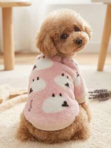 PETSIN 1 Pc Pet Dog Cat Universal Pink Fleece Lamb Print Warm Crew Neck Sweatshirt - Multicolor - View 2