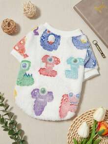 PETSIN 1 chiếc áo nỉ lông nỉ cho thú cưng kiểu phổ biến, in chữ Little Monster, cổ tròn, giữ ấm cho chó - Nhiều màu - Xem 5