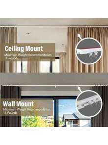 Suitable For Smooth Ceilings Or Walls, Nail Free Or Screw Free Adhesive Curtain Rail - Top Mounted Or Side Mounted, Adhesive Curtain Rod Suitable For Windows: Bedrooms, Showers, Wardrobes, And RVs - Easy To Install Rail - 1PC - View 4