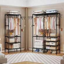 1pc Portable Wardrobe, Multi-Functional Multi-Layer Metal Clothes Storage Cabinet/Clothes Rack, Clothing Storage, Hanging Rod, Bedroom Living Room Storage, Shoe Storage, Luggage Storage, Bedroom School Dormitory Storage Rack, Ideal Choice For Home - View 12