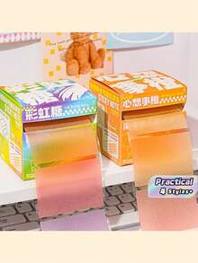 Color Gradient Pearlescent Pull‑Out Sticky Notes, Adhesive, High‑Capacity, Marker Tabs, Expandable Notes, Error‑Correction Notes, Message Notes, Waterproof - one-size - View 1