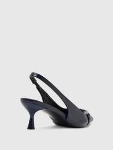 CUCCOO BIZCHIC Women's Pointed Toe Buckle Design Everyday Versatile Fashion High Heels Fall Shoes - Navy Blue - View 6