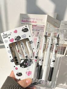 2/4/8Pcs Cute Cat‑Shaped Gel Pens, Comfort Grip, 0.5mm Quick‑Dry Black Ink, Lovely Cat Design For Office & Daily Journal Writing, Random Styles - Style 1 - View 5