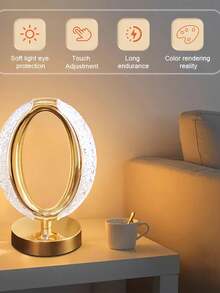 1PC Nordic Modern Minimalist Creative Romantic Bedside Table Lamp, USB Rechargeable Touch Control Switch, 3‑Color Stepless Dimming, Ideal For Bedroom Living Room Home Decor - Multicolor - View 3