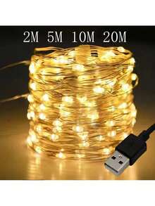 20m 200‑LED String Lights, Warm White, USB Powered. Suitable For DIY Weddings, Dorms, Bedrooms, Parties, Floral Decorations, Birthday Decor, Campus Decorations, Holiday Decorations, Courtyard And Garden Decorations, Etc. - Warm White - View 11