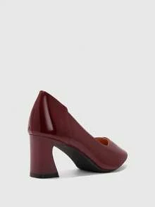 CUCCOO BIZCHIC Women's, Burgundy, Glossy Texture, Thick Heels And High Heels, Workplace Commuter Dress And Work Shoes. - Burgundy - View 6