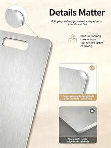 Haus Hana 1PC Stainless Steel Cutting Board, Solid Metal Kitchen Chopping Board With Hanging Hole, Rustproof Non-Porous Smooth Surface Meat Fruit Vegetable Cutting Mat, Dishwasher Easy Clean Cooking Prep Board For Home Kitchen - Silver - View 5